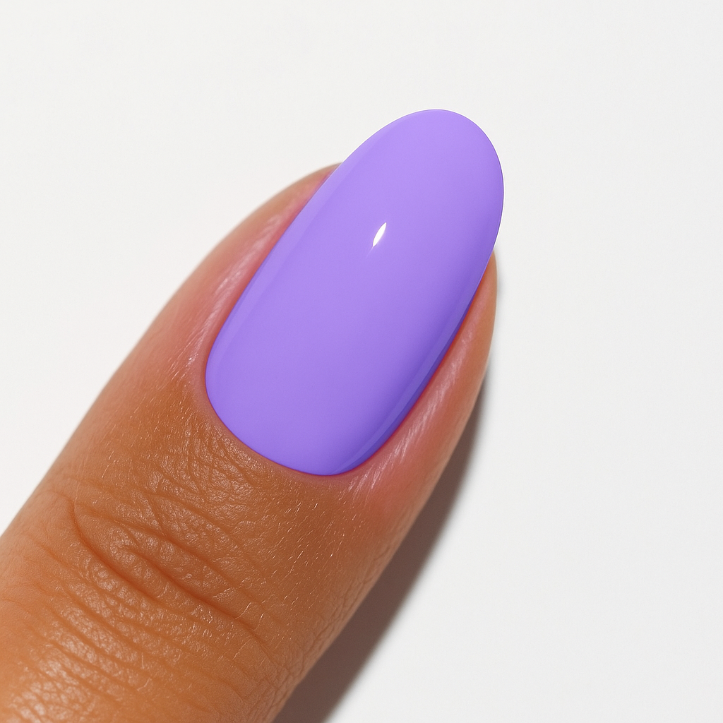 Purple short Oval UV Gel nails